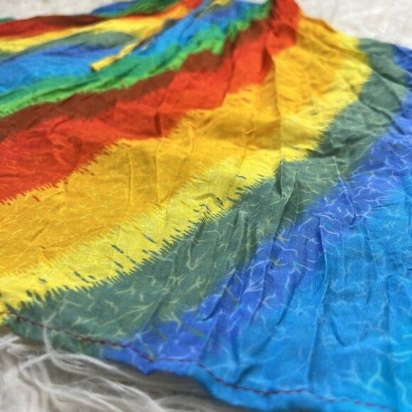 Vintage Women’s Rainbow Tie Dye Hippie Smocked Summer Mini Tube Top Dress OS - Picture 8 of 12